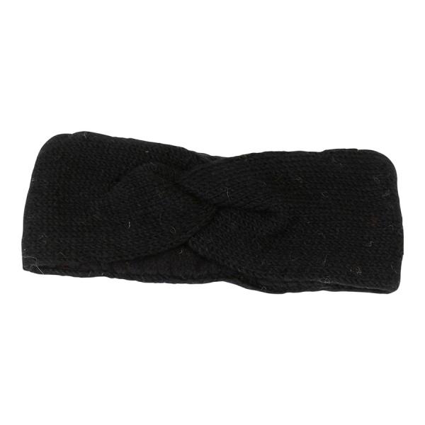 Schwarzes feines überlappendes Stirnband 100% Wolle mit Fleece gefüttert Handarbeit Nepal